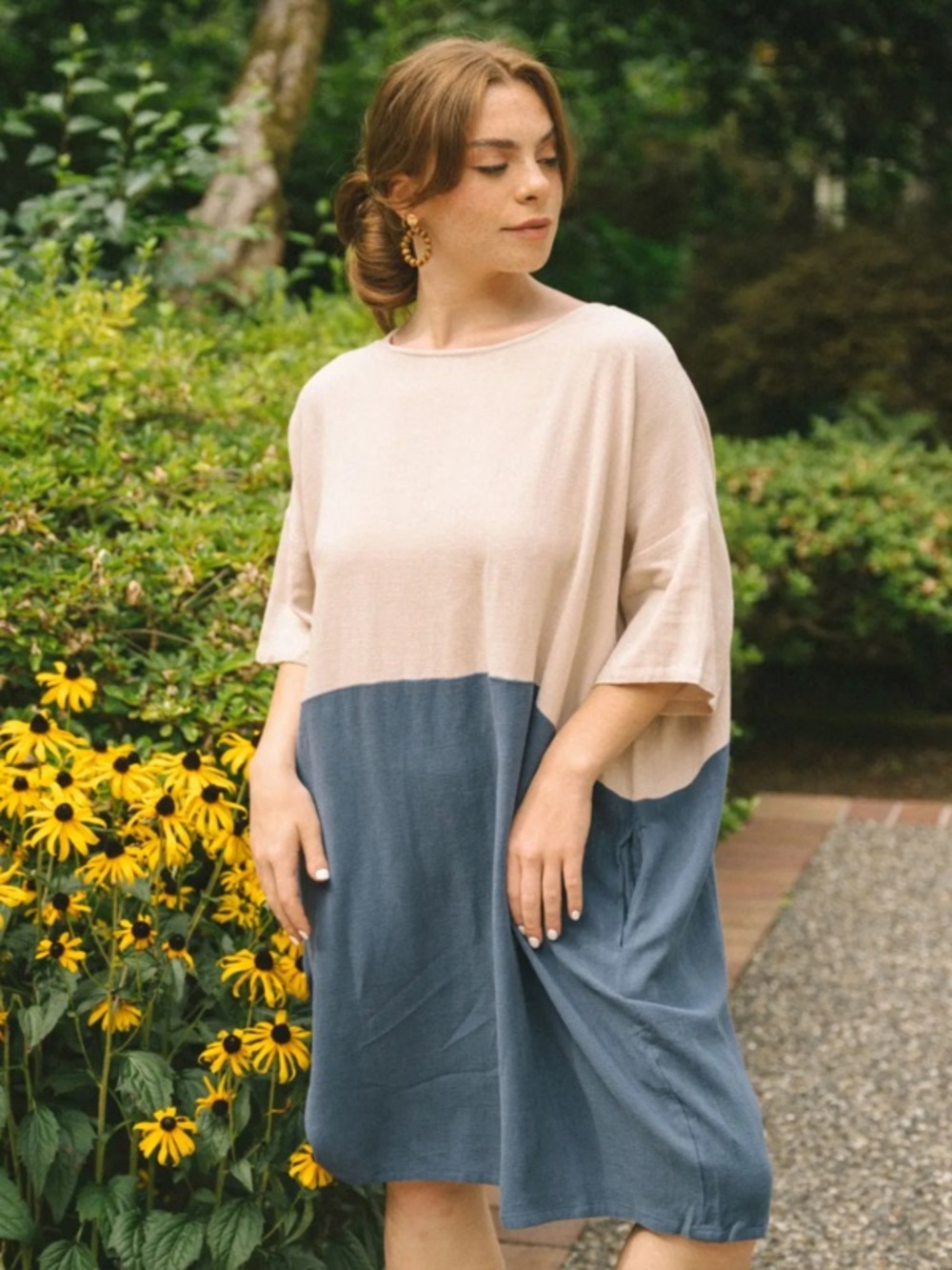 Jackson Rowe Rodina Linen Blend Oversized Midi Dress Size L